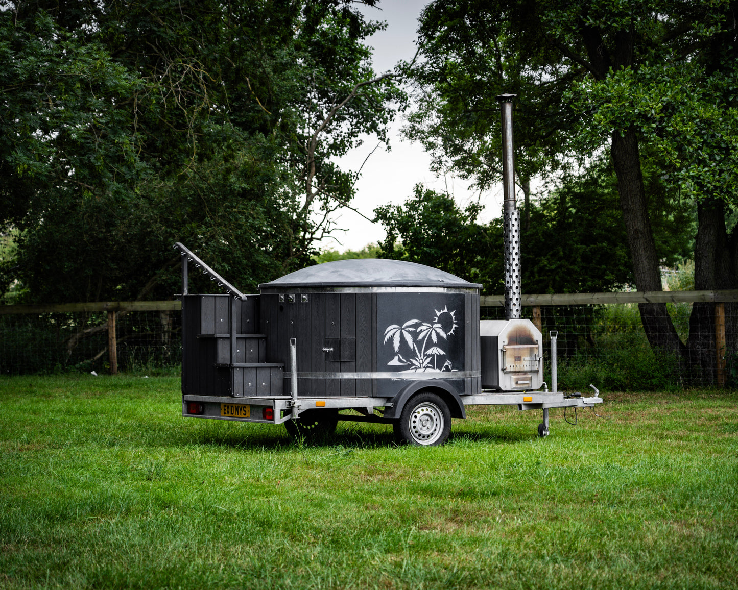 Hot Tub set up in a field for Customers to use on a weekend