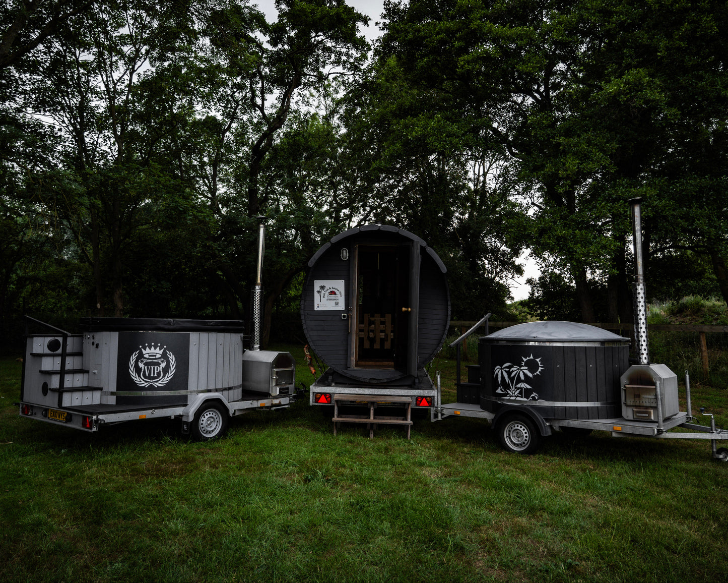 Sauna and Hot tubs prepared for the event and ready to go in Suffolk