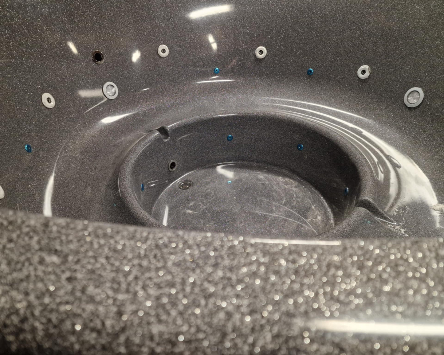 Round Wood-Fired Hot Tub with External Log Burner