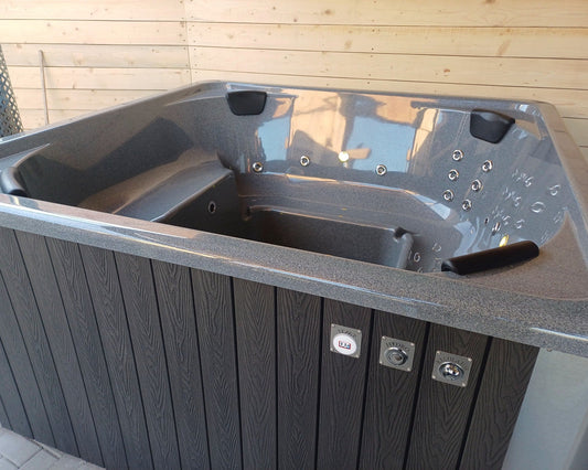 Rectangular Wood-Fired Hot Tub with Integrated Log Burner