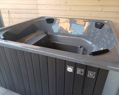 Rectangular Wood-Fired Hot Tub with Integrated Log Burner