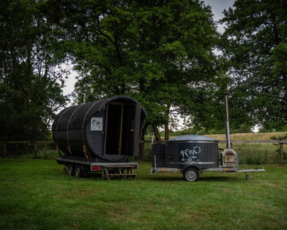 Sauna and Hot Tub bundle in the glamping site ready for the weekend