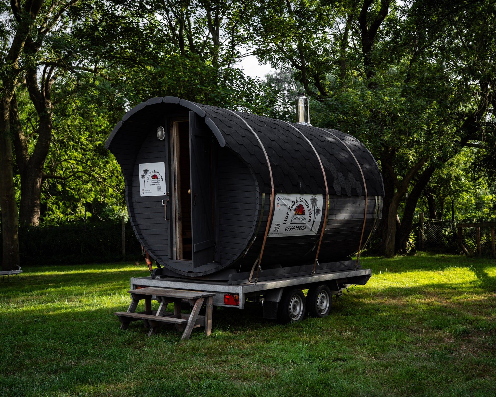 Sauna located in the glamping site ready for the yoga retreat 