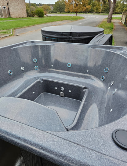 Rectangular Wood-Fired Hot Tub with Integrated Log Burner