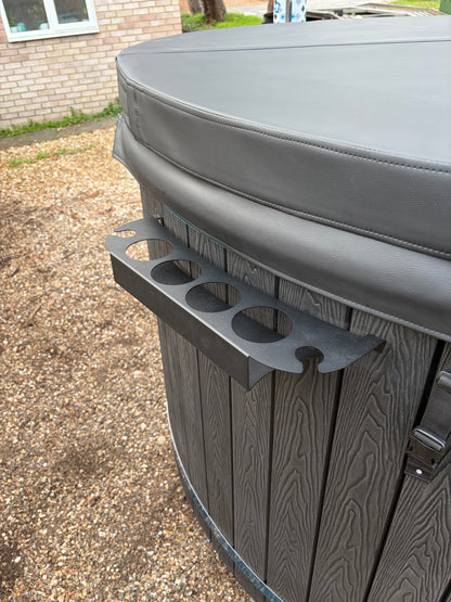 Round Wood-Fired Hot Tub with External Log Burner