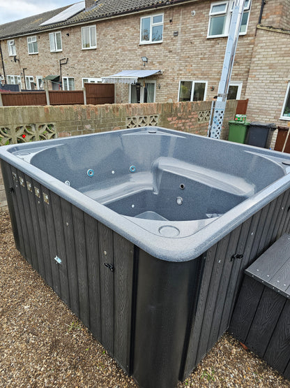 Rectangular Wood-Fired Hot Tub with Integrated Log Burner